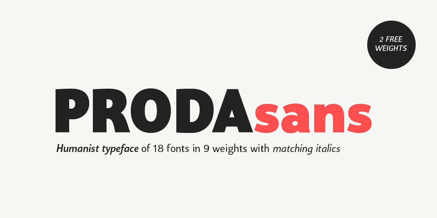 Beispiel einer Proda Sans Regular-Schriftart